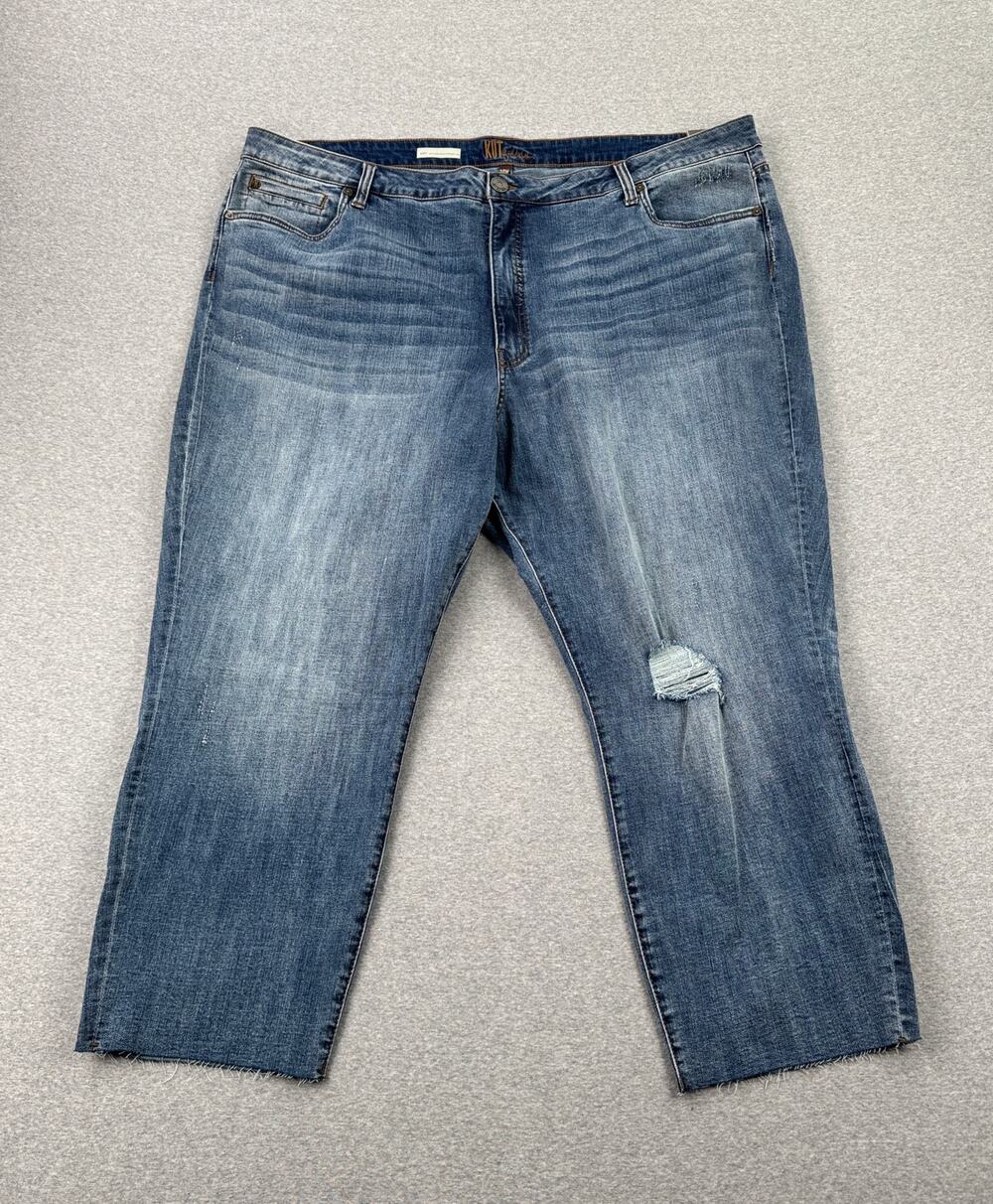 Kut from the Kloth Katy Straight Leg Jeans 24W Blue High Rise Ankle Medium Wash